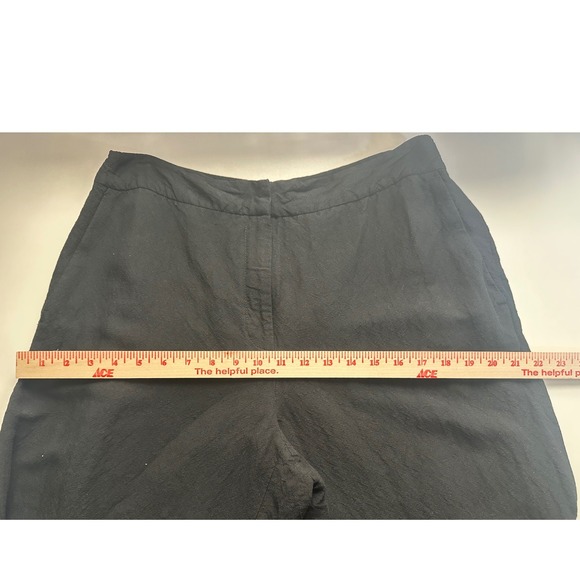 Eileen Fisher Black Linen Blend Wide Leg Crop Pants Sz L 30x23.5 Luxury Capsule - Picture 9 of 16